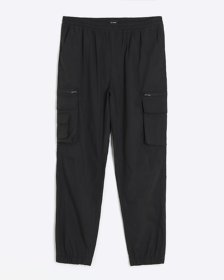 Black regular fit cargo trousers