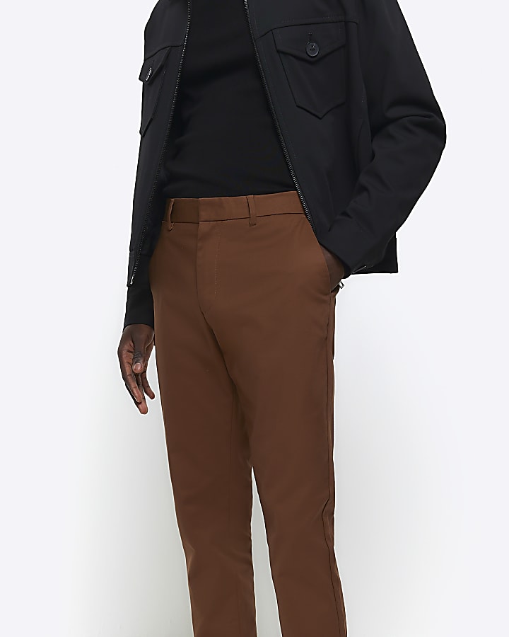 Rust slim fit smart chino trousers