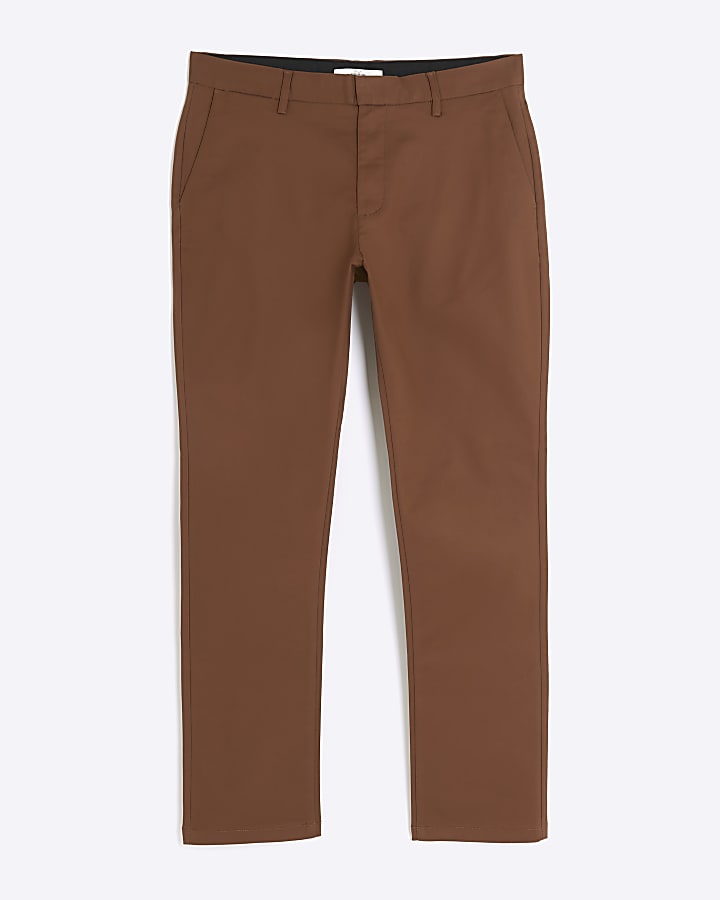 Rust slim fit smart chino trousers