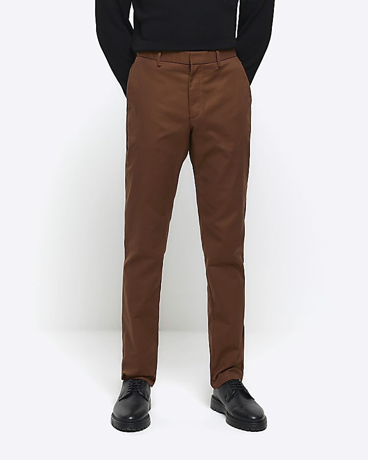 Rust slim fit smart chino trousers