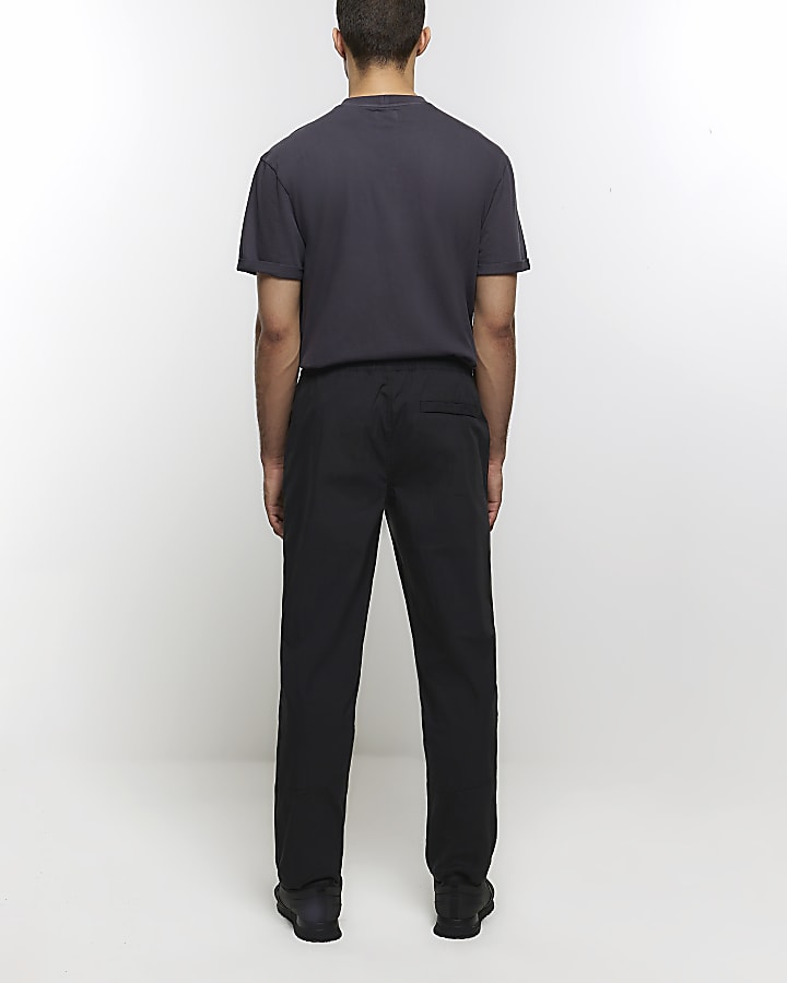 Black regular fit pull on trousers