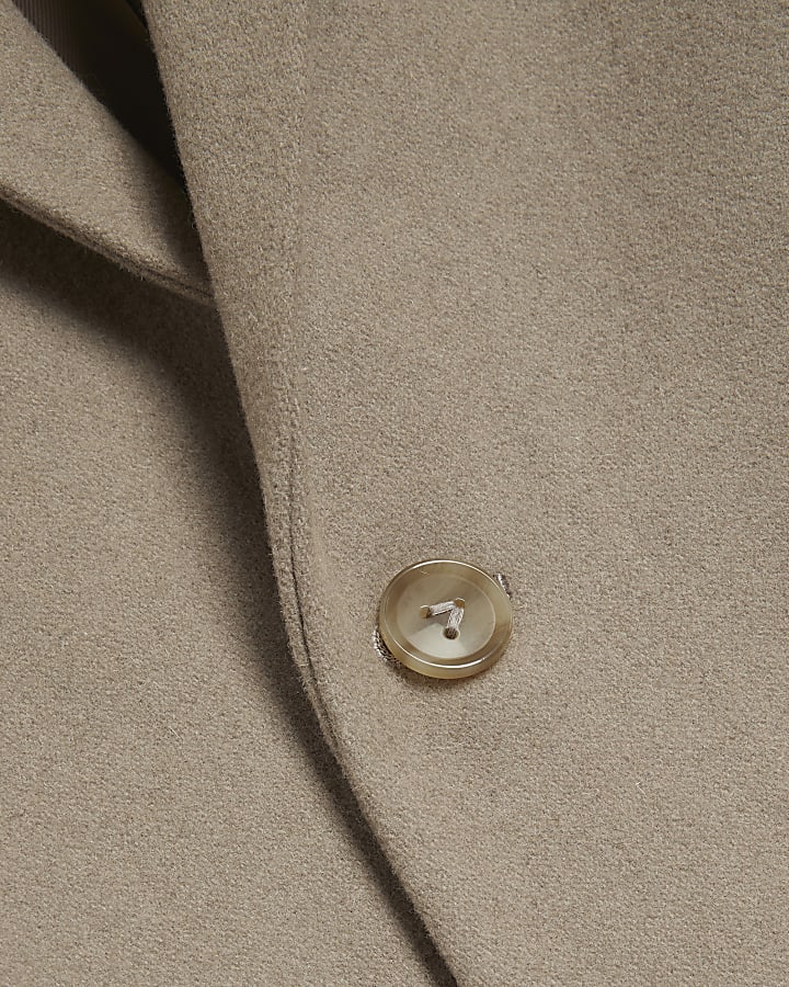 Beige regular fit wool blend premium coat