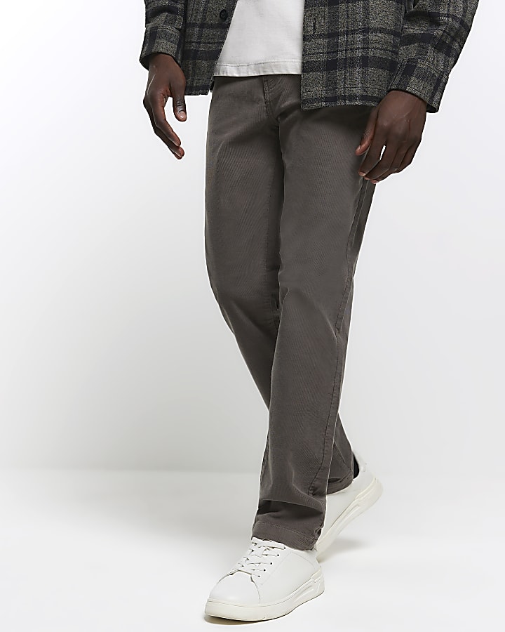 Grey slim fit corduroy trousers