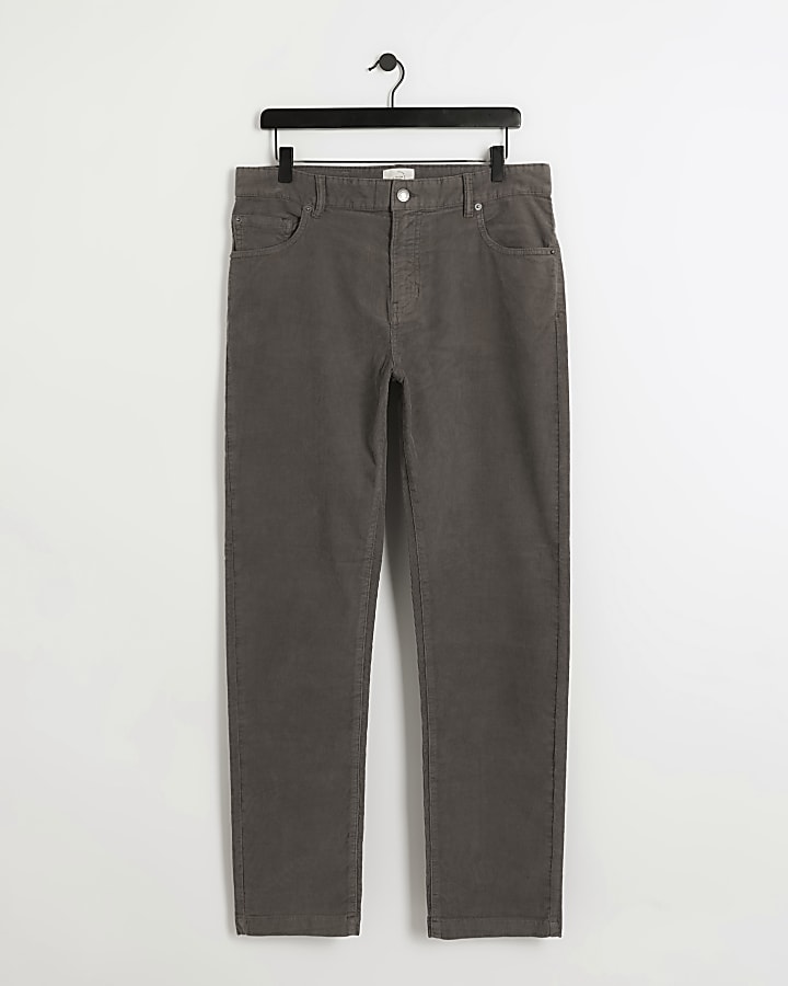 Grey slim fit corduroy trousers