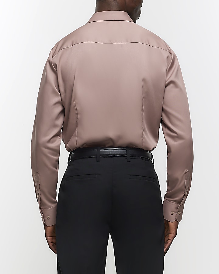 Brown slim fit premium smart shirt