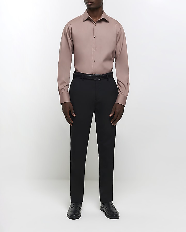 Brown slim fit premium smart shirt
