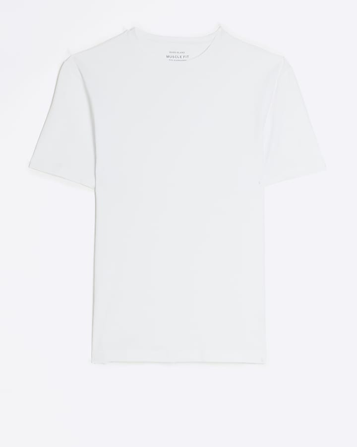 White muscle fit stretch T-shirt