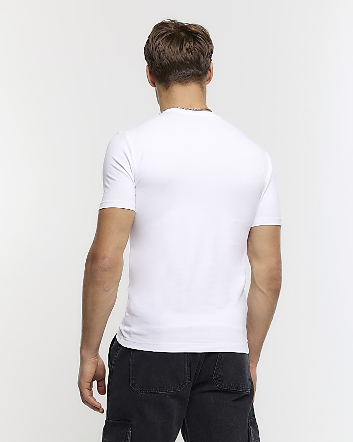 White muscle fit stretch T-shirt