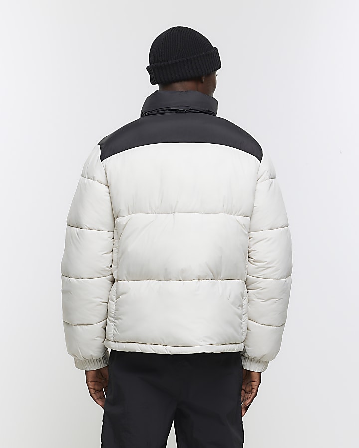 Light Grey regular fit puffer jacket