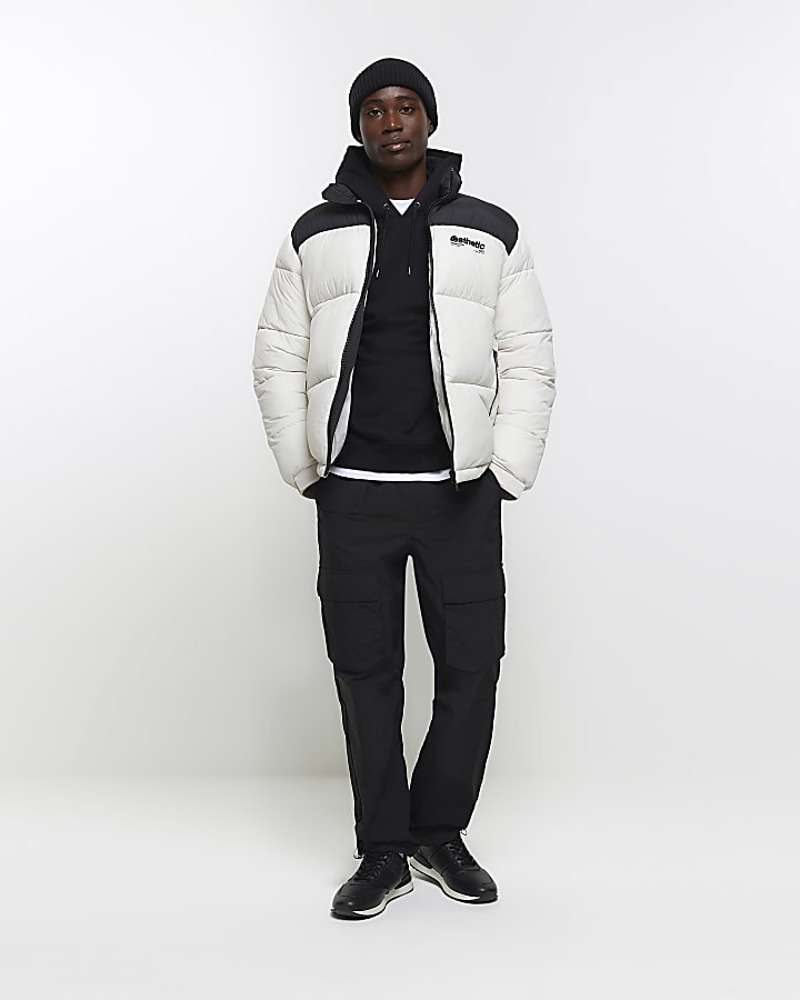 Light Grey regular fit puffer jacket