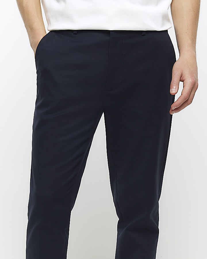 Navy slim fit chino trousers