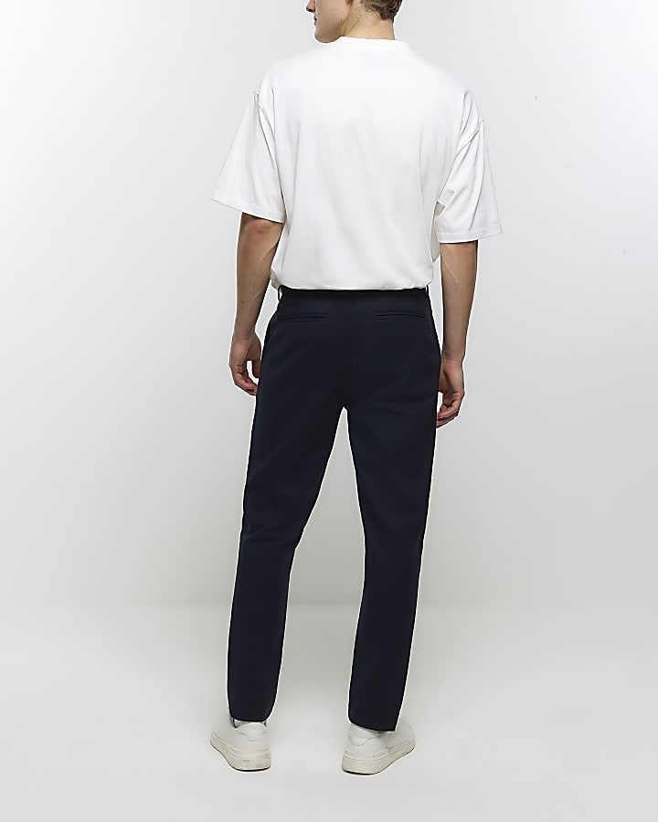 Navy slim fit chino trousers