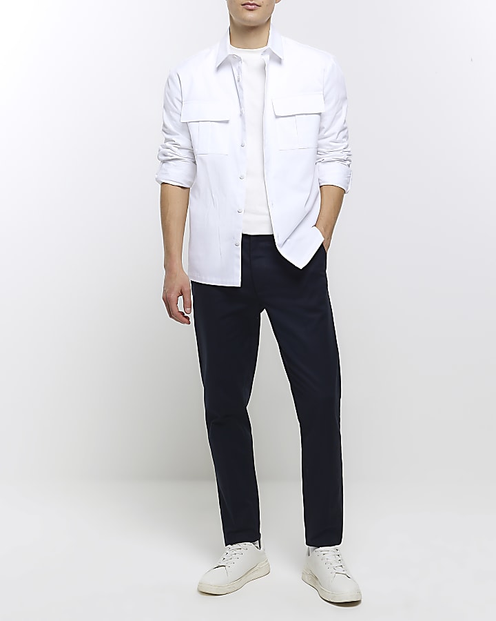 Navy slim fit chino trousers