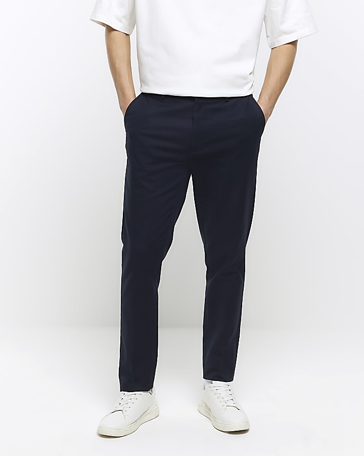 Navy slim fit chino trousers