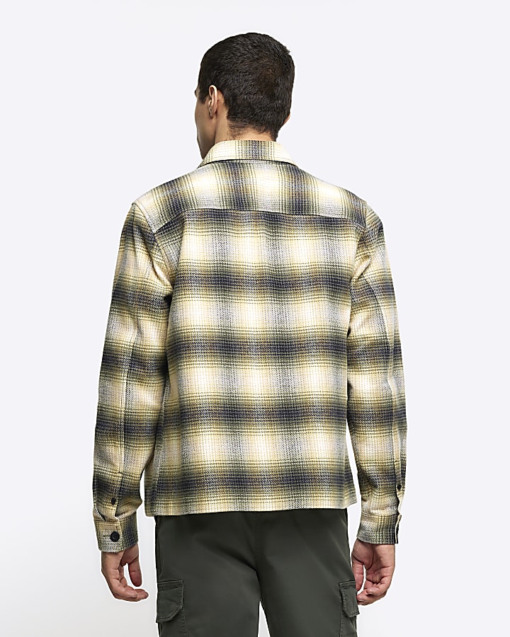 Green regular fit check overshirt