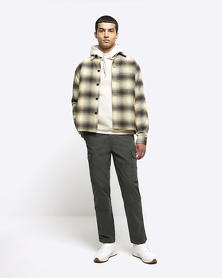Green regular fit check overshirt