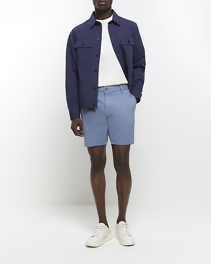 Blue skinny fit chino shorts River Island