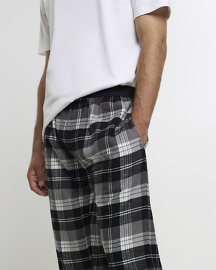 Black check trousers and t-shirt lounge set