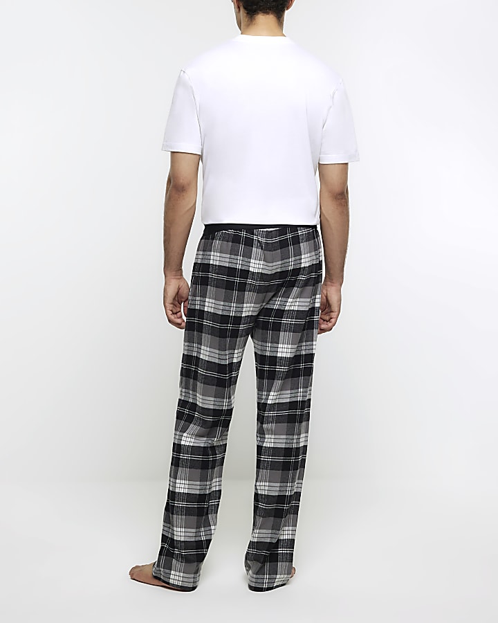 Black check trousers and t-shirt lounge set
