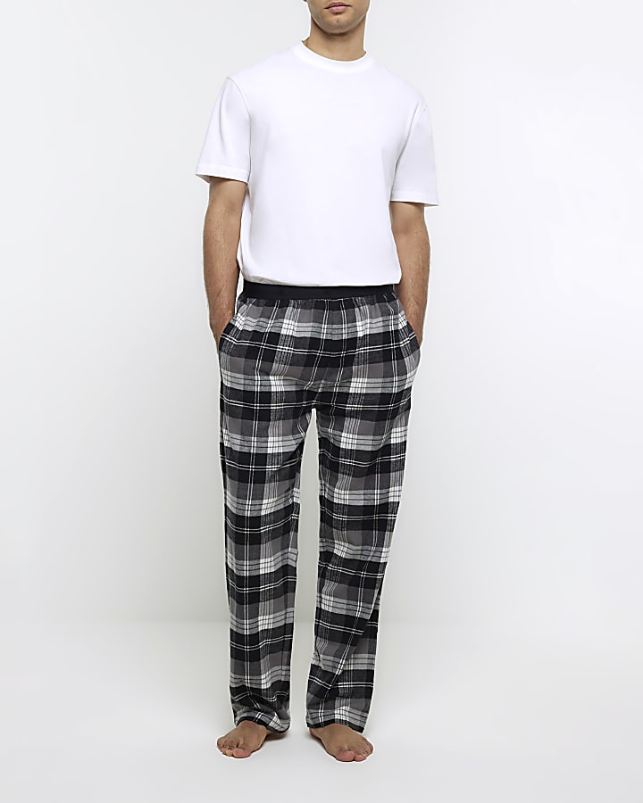 Black check trousers and t-shirt lounge set