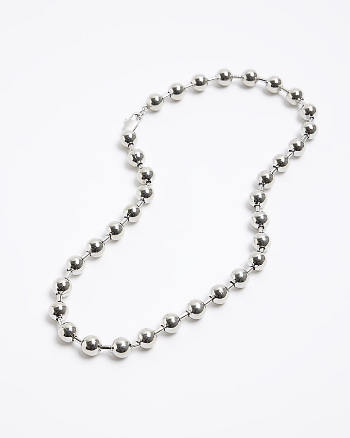 Silver colour ball necklace
