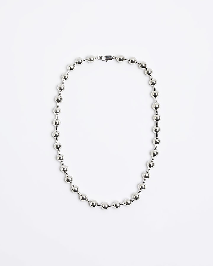 Silver colour ball necklace