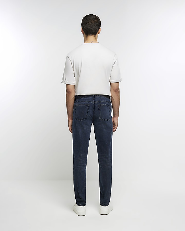 Dark blue slim fit washed jean