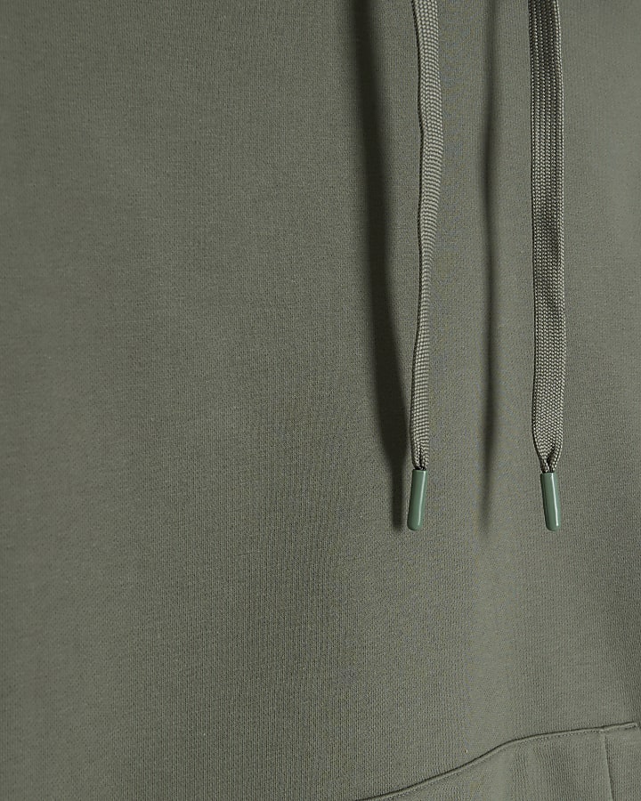 Green regular fit plain hoodie