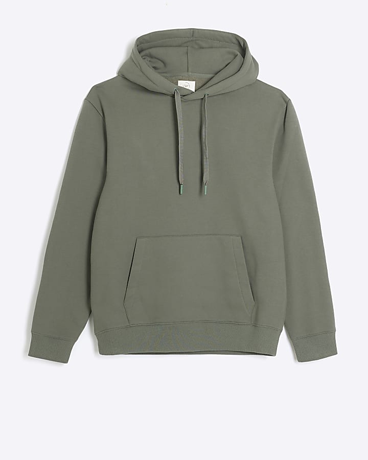 Green regular fit plain hoodie