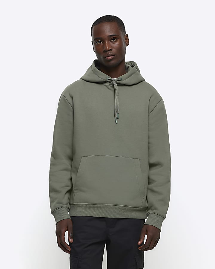 Green regular fit plain hoodie River Island