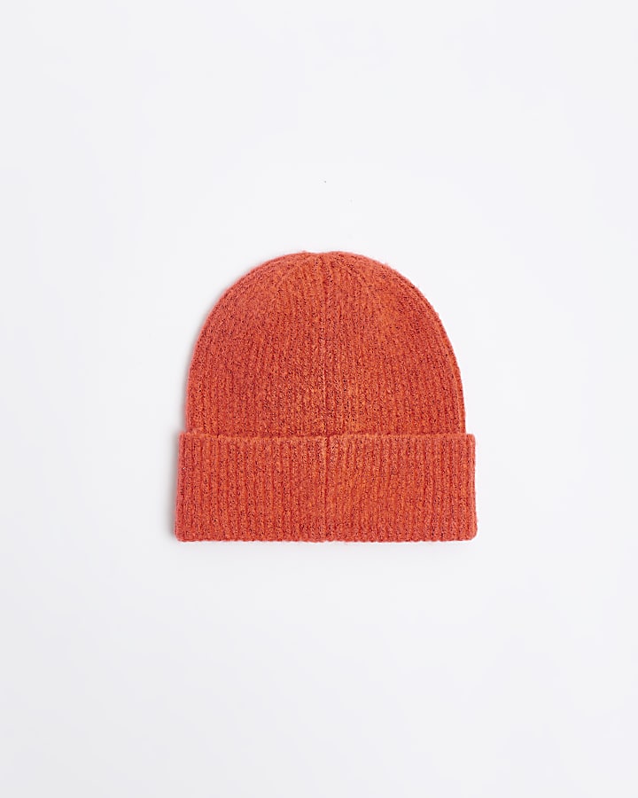 Red rib beanie