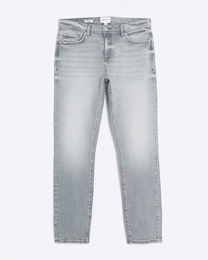Grey skinny fit faded jeans