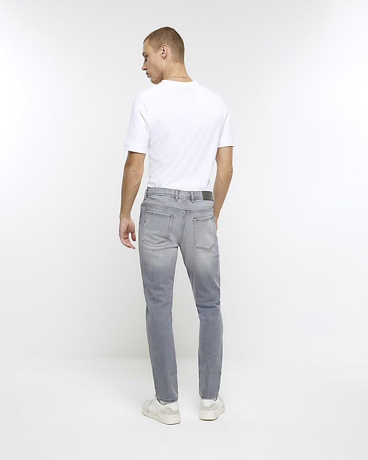 Grey skinny fit faded jeans