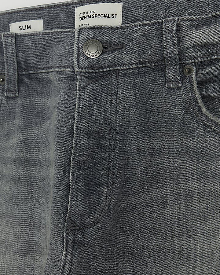 Grey slim fit faded jeans