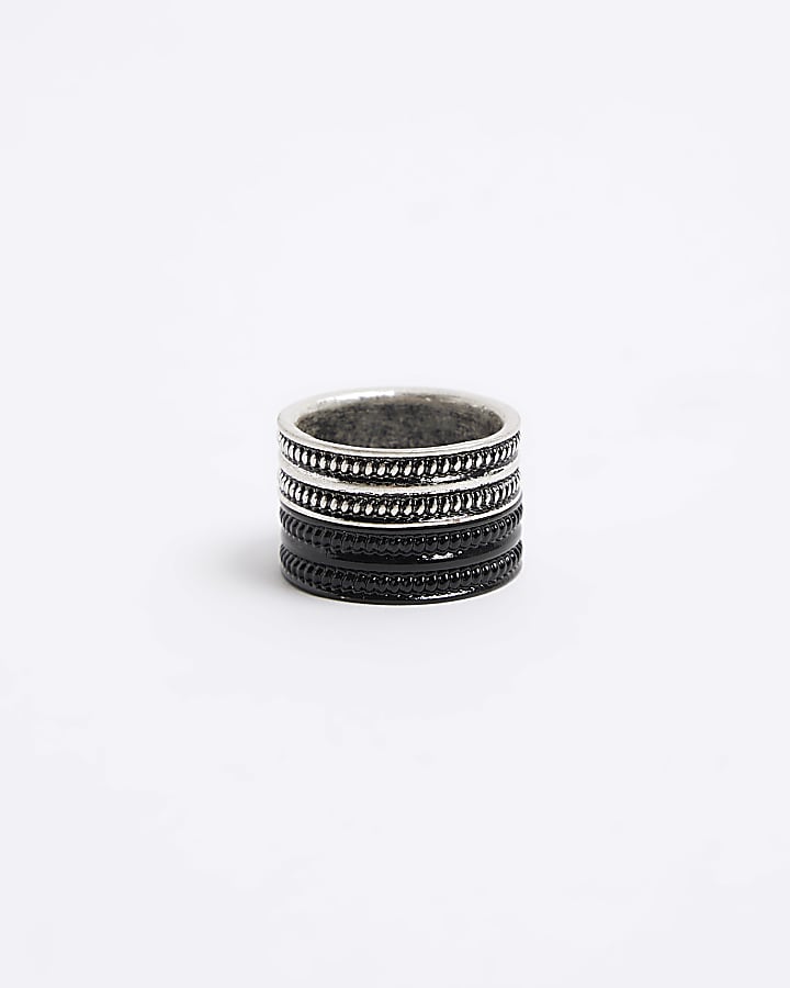 2 Pack silver colour textured rings