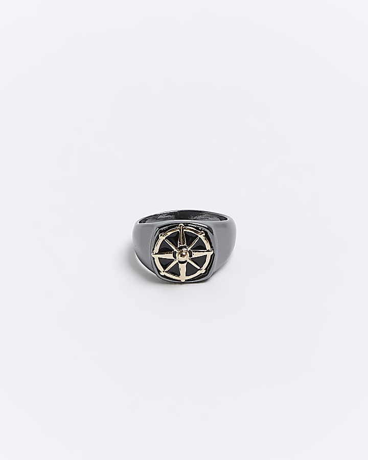 Silver colour compass ring