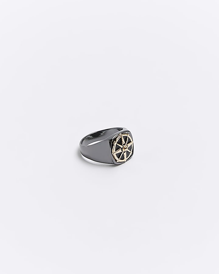 Silver colour compass ring