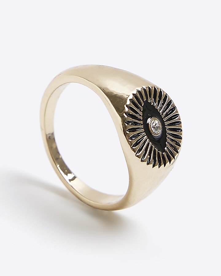 Gold colour eye signet ring