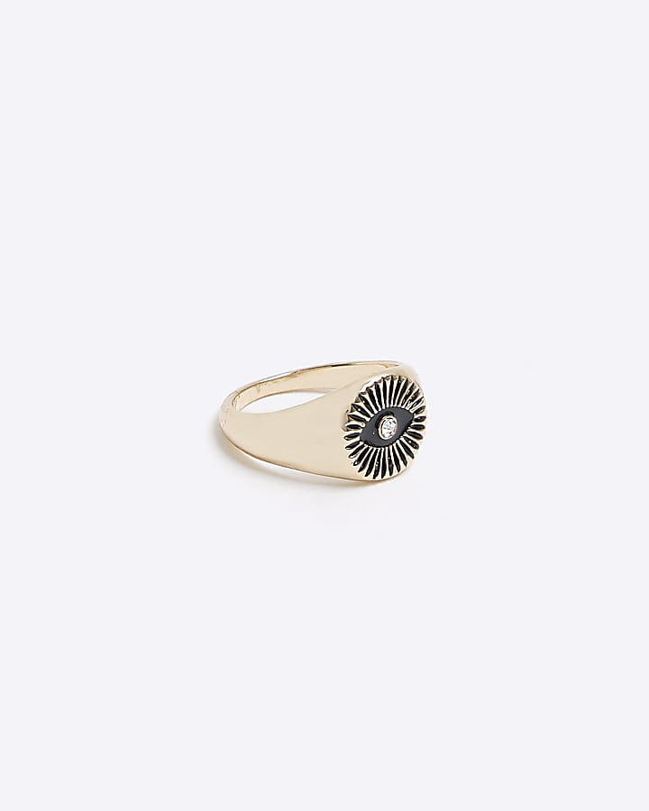 Gold colour eye signet ring