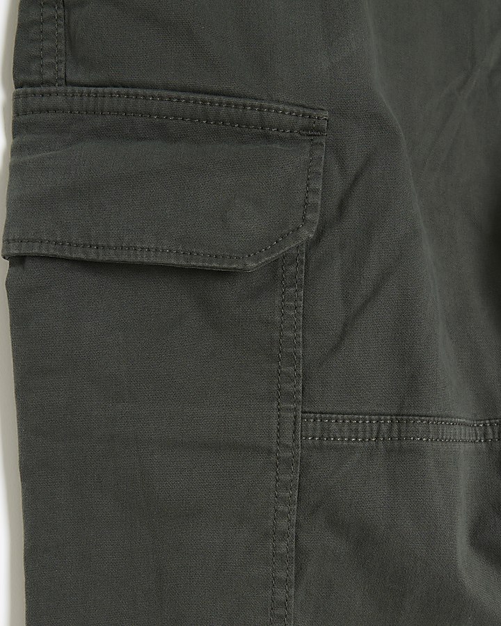 Khaki regular fit utility cargo trousers