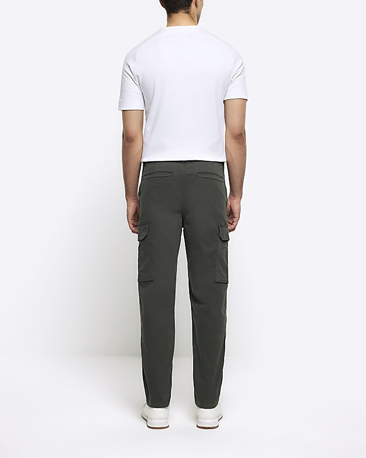 Khaki regular fit utility cargo trousers
