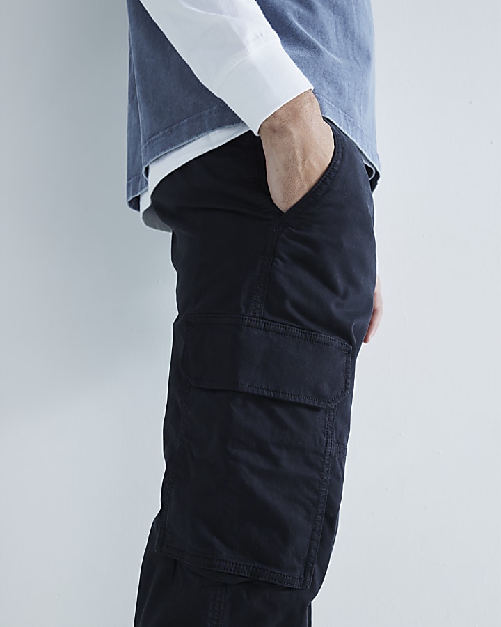 Black utility cargo trousers