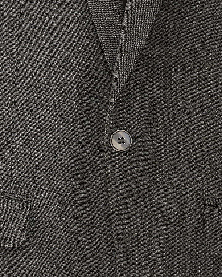 Brown slim fit wool blend suit jacket