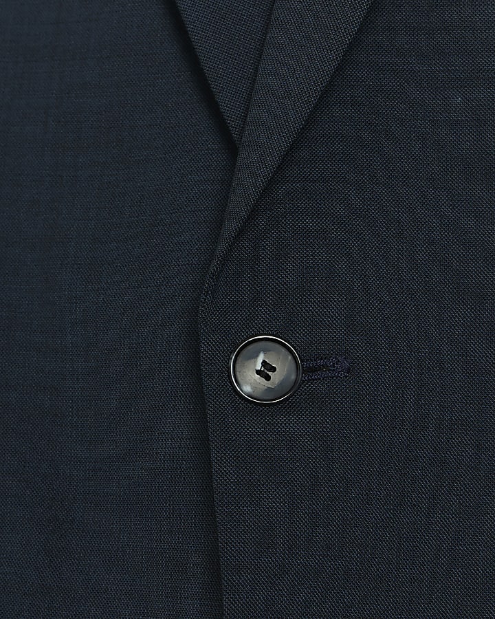 Blue slim fit wool blend suit jacket