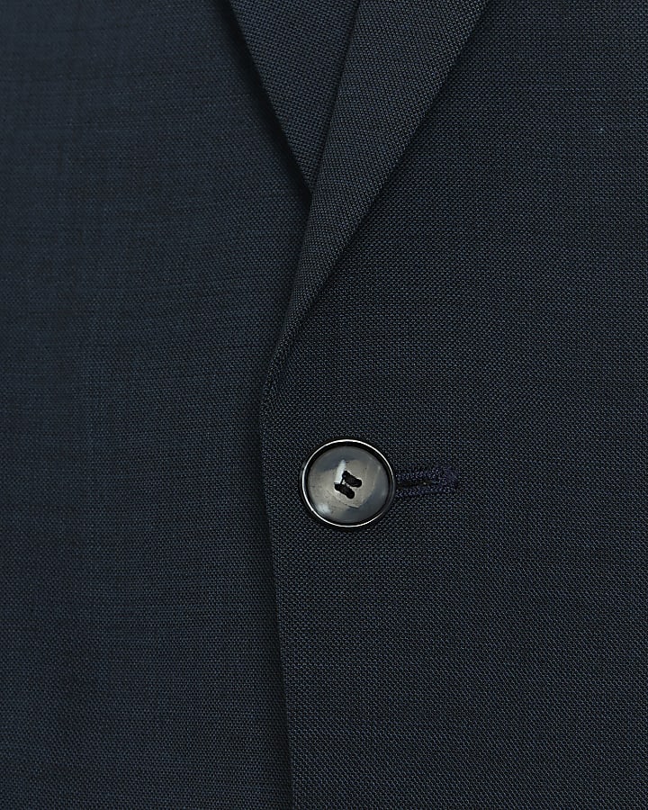 Blue slim fit wool blend suit jacket