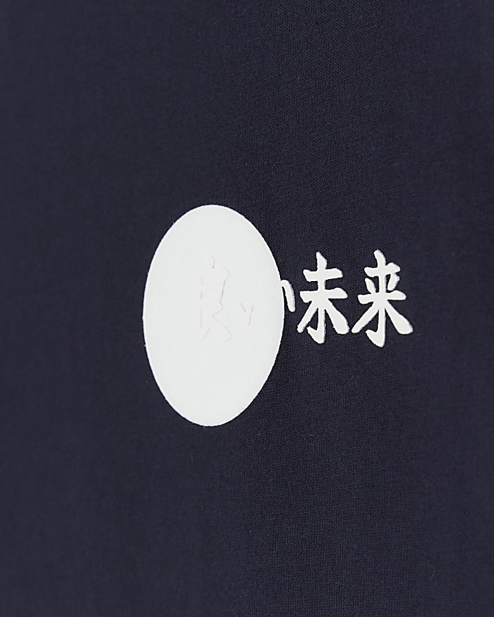 Navy regular fit Japanese graphic t-shirt
