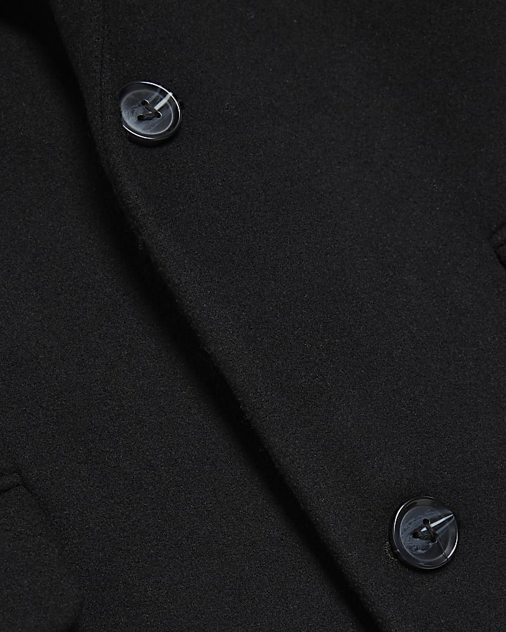Black regular fit wool blend premium coat
