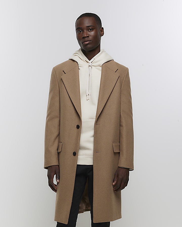 Tan wool blend coat online