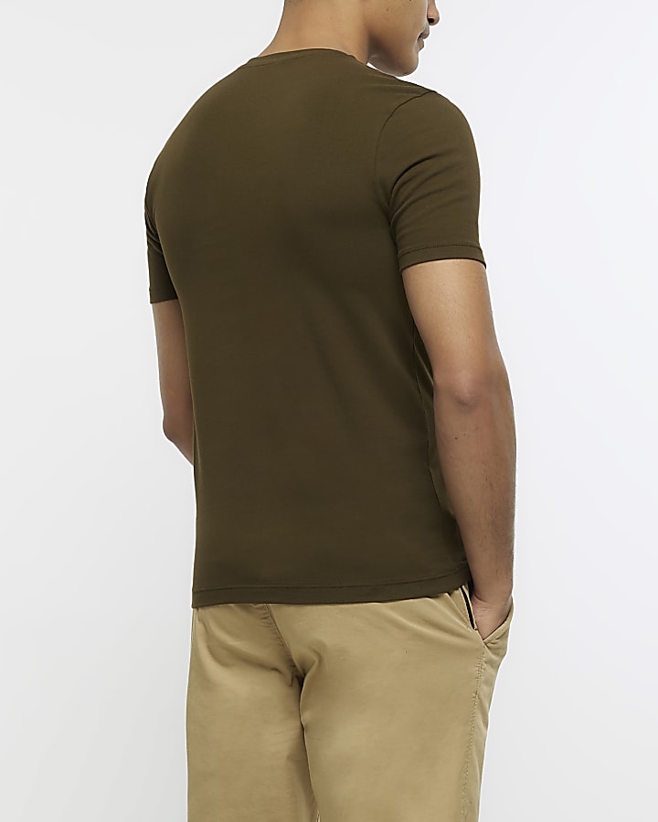 Khaki muscle fit t-shirt