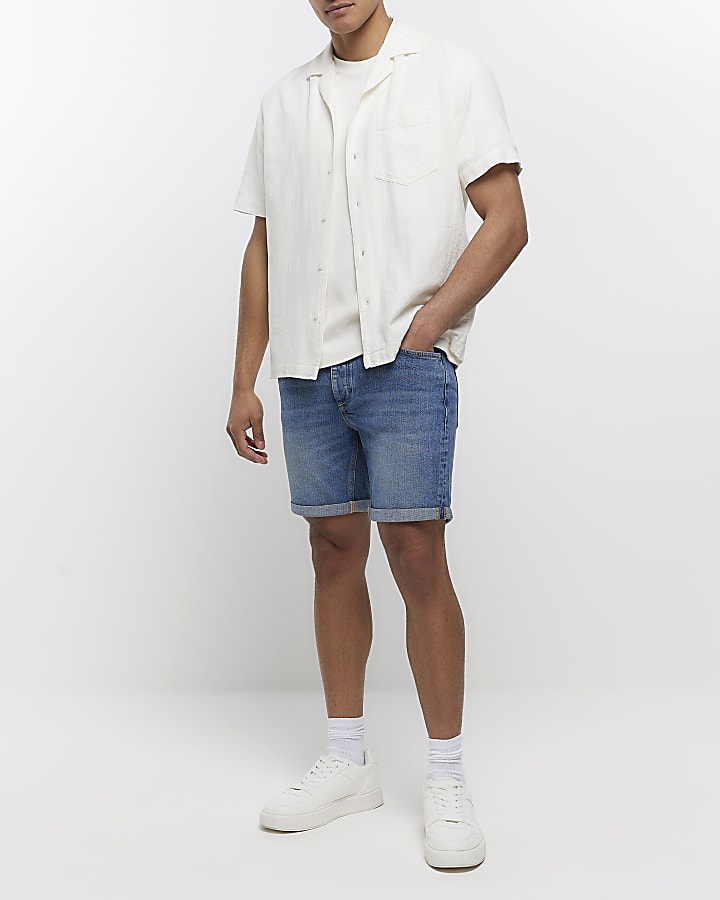 River island mens jean shorts on sale